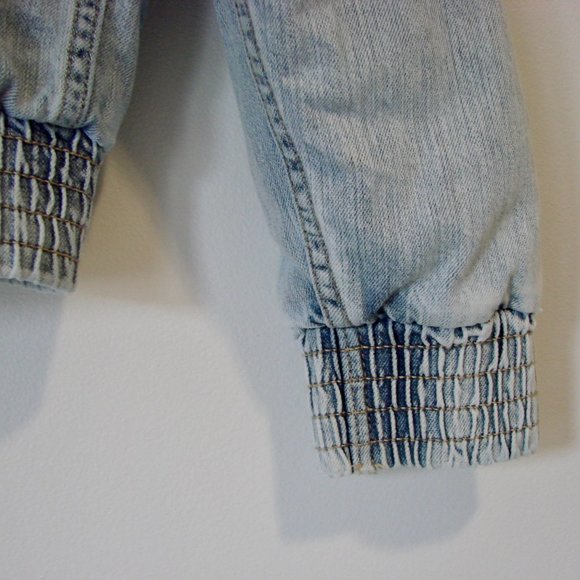 American Eagle Denim Faux Fur Lined Bomber Jacket Size Small - Picture 7 of 16